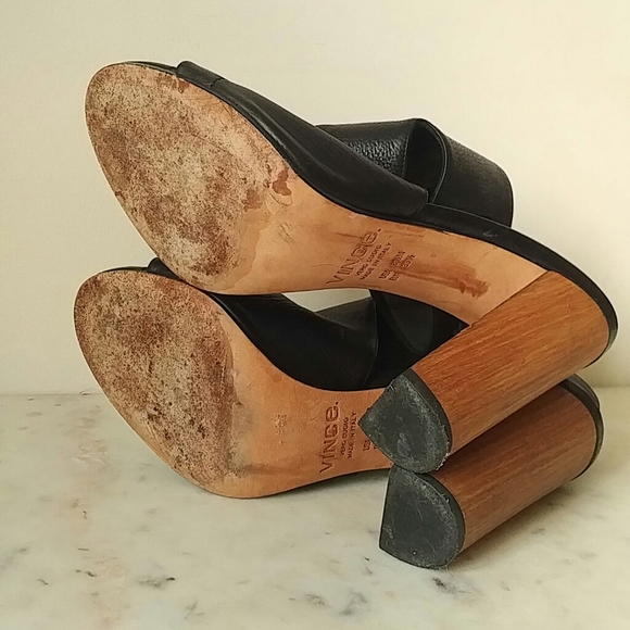 VINCE - black leather block heel Addie sandals - Picture 5 of 8